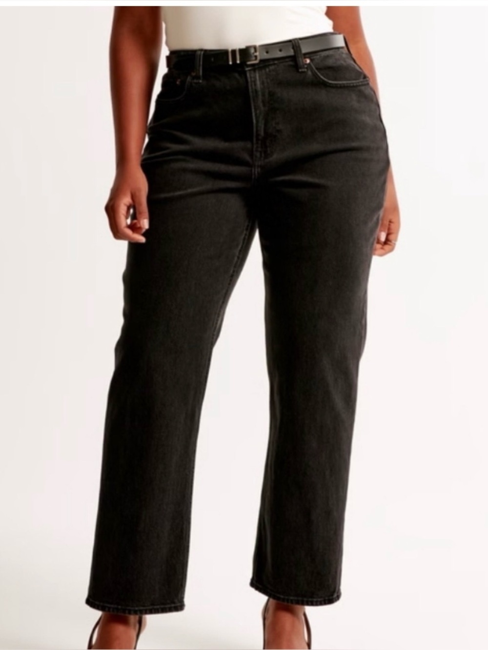 Abercrombie Curve Love The Vintage Straight High Rise 32 14 Regular Washed Black